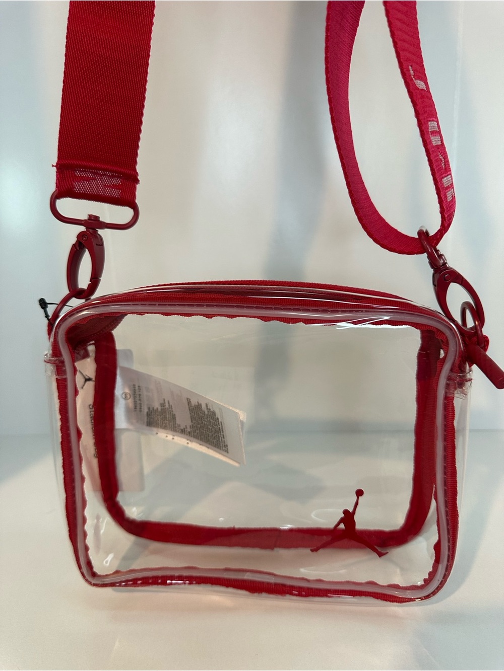 JORDAN Red Clear Crossbody Bag with Adjustable Strap